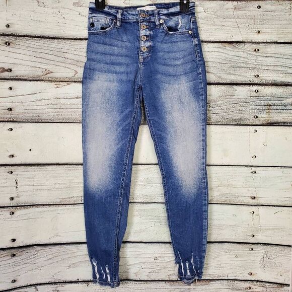 KanCan for Maurices Women’s High Rise Skinny Jeans Size 26 Button Fly Distressed - Picture 1 of 10